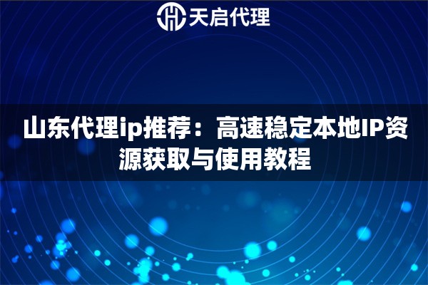 山東代理ip推薦：高速穩(wěn)定本地IP資源獲取與使用教程
