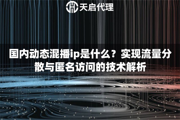 國(guó)內(nèi)動(dòng)態(tài)混播ip是什么？實(shí)現(xiàn)流量分散與匿名訪問(wèn)的技術(shù)解析
