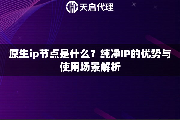 原生ip節(jié)點是什么？純凈IP的優(yōu)勢與使用場景解析