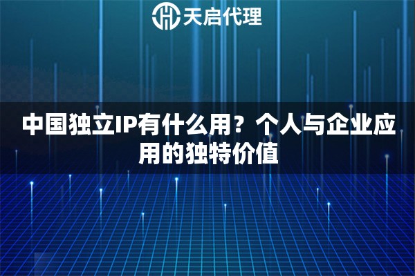 中國(guó)獨(dú)立IP有什么用？個(gè)人與企業(yè)應(yīng)用的獨(dú)特價(jià)值