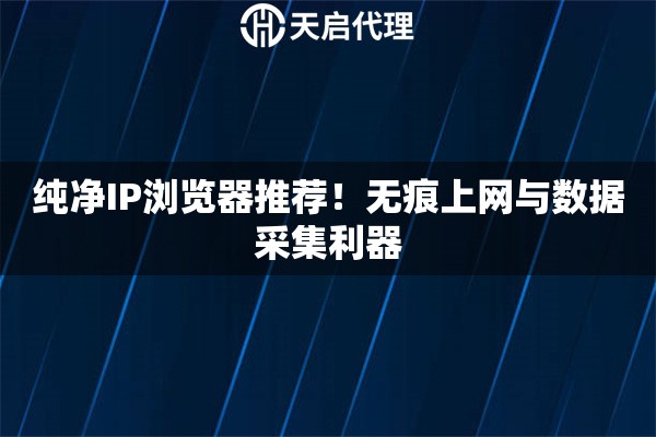 純凈IP瀏覽器推薦！無痕上網(wǎng)與數(shù)據(jù)采集利器