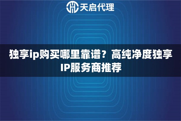 獨享ip購買哪里靠譜？高純凈度獨享IP服務商推薦