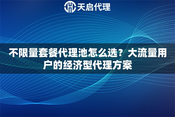 不限量套餐代理池怎么選？大流量用戶的經(jīng)濟型代理方案
