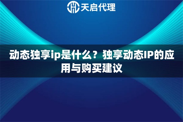 動態(tài)獨享ip是什么？獨享動態(tài)IP的應(yīng)用與購買建議