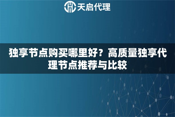 獨享節(jié)點購買哪里好？高質(zhì)量獨享代理節(jié)點推薦與比較