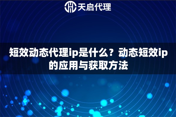短效動(dòng)態(tài)代理ip是什么？動(dòng)態(tài)短效ip的應(yīng)用與獲取方法
