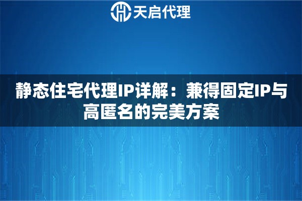靜態(tài)住宅代理IP詳解：兼得固定IP與高匿名的完美方案