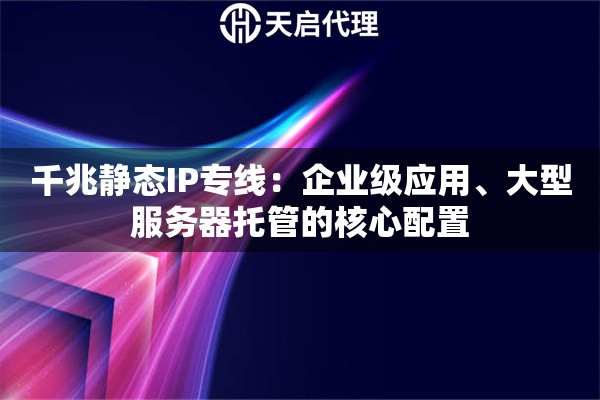 千兆靜態(tài)IP專(zhuān)線：企業(yè)級(jí)應(yīng)用、大型服務(wù)器托管的核心配置