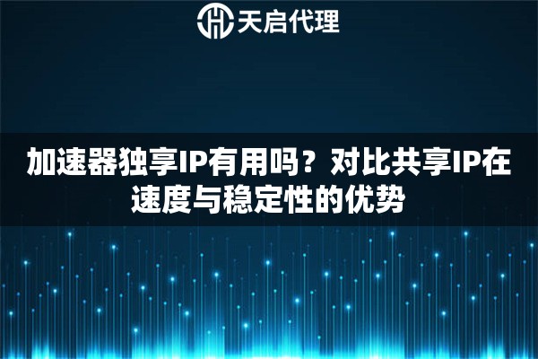 加速器獨享IP有用嗎？對比共享IP在速度與穩(wěn)定性的優(yōu)勢