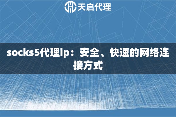 socks5代理ip：安全、快速的網(wǎng)絡(luò)連接方式