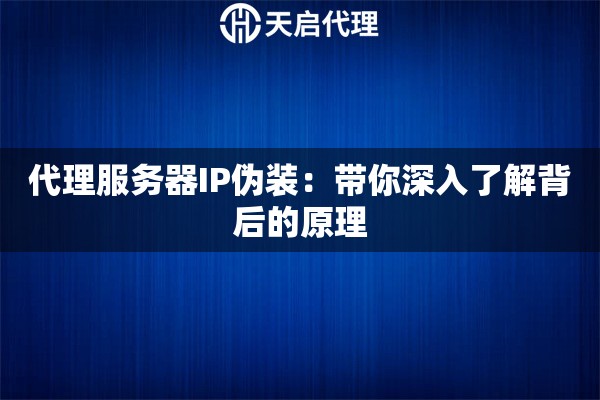 代理服務(wù)器IP偽裝：帶你深入了解背后的原理