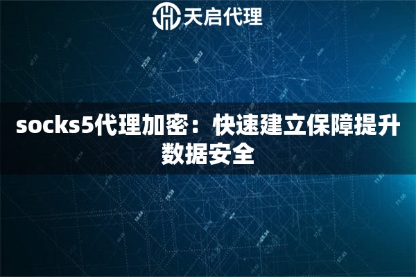socks5代理加密：快速建立保障提升數(shù)據(jù)安全