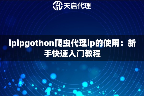 ipipgothon爬蟲代理ip的使用：新手快速入門教程