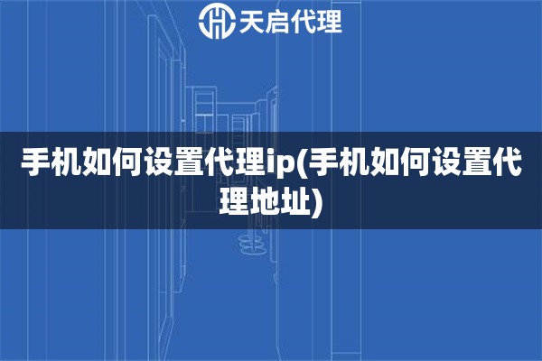 手機(jī)如何設(shè)置代理ip(手機(jī)如何設(shè)置代理地址)