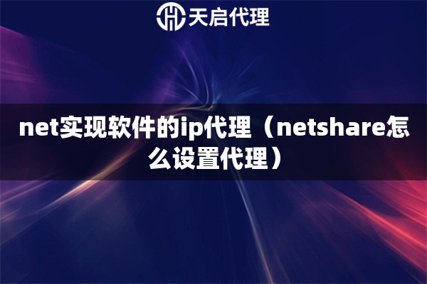 net實(shí)現(xiàn)軟件的ip代理（netshare怎么設(shè)置代理）