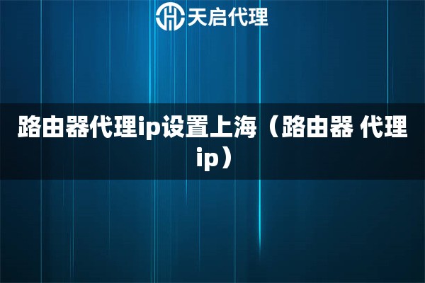 路由器代理ip設(shè)置上海（路由器 代理ip）