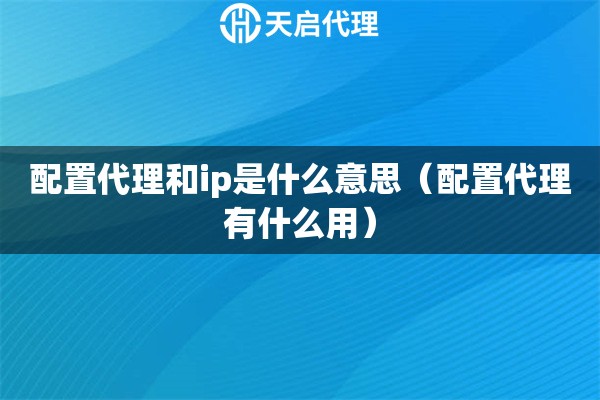 配置代理和ip是什么意思（配置代理有什么用）