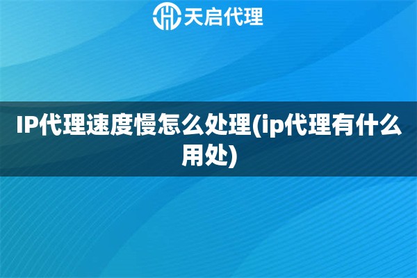 IP代理速度慢怎么處理(ip代理有什么用處)