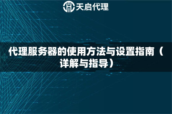 代理服務(wù)器的使用方法與設(shè)置指南（詳解與指導(dǎo)）