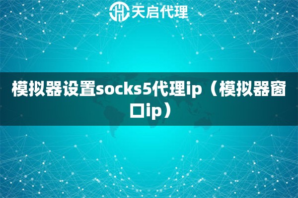模擬器設(shè)置socks5代理ip（模擬器窗口ip）