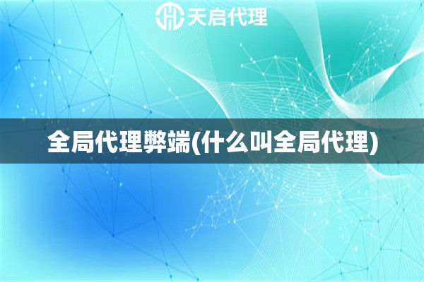 全局代理弊端(什么叫全局代理)