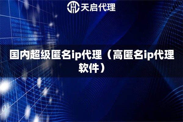 國(guó)內(nèi)超級(jí)匿名ip代理（高匿名ip代理軟件）