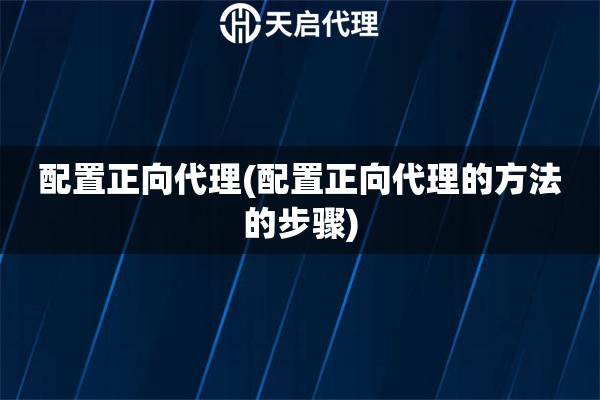 配置正向代理(配置正向代理的方法的步驟)