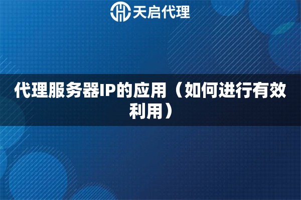 代理服務(wù)器IP的應(yīng)用（如何進(jìn)行有效利用）